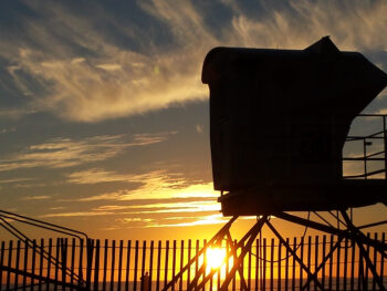 Lifeguard station sunset